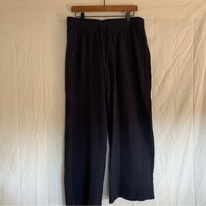 Size L - JM Collection 100% Cotton Navy Pants w/ Elastic Waist & Front Ties